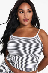 Plus Striped Contrast Binding Vest Top