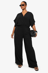 Plus Blouson Sleeve Wide Leg Jumpsuit
