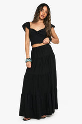 Linen Tiered Maxi Skirt