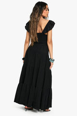 Linen Tiered Maxi Skirt