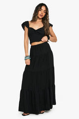 Linen Tiered Maxi Skirt
