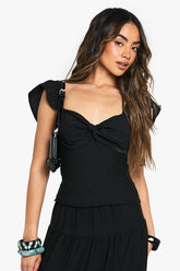 Linen Look Twist Detail Cami Top