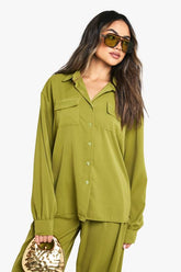 Woven Pocket Oversized Shirt