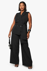 Plus Wide Leg Pleat Front Trouser