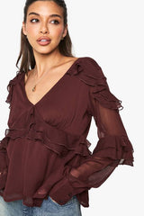 Ruffle Chiffon Blouse