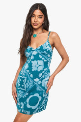 Tile Printed Chiffon Mini Dress