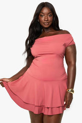 Plus premium double layer skater dress