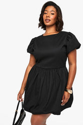 Plus Bonded Textured Puffball Skater Dress