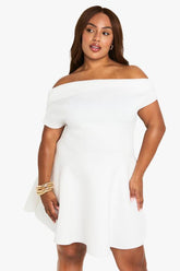 Plus structured bardot mini skater dress