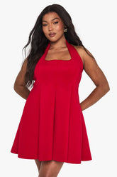 Plus structured panelled skater dress