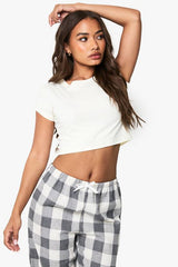 Check Short Sleeve Baby T-Shirt & Trousers Pyjama Set