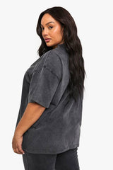 Plus Acid Wash Oversized T-Shirt