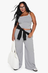 Plus Striped Straight Leg Trouser