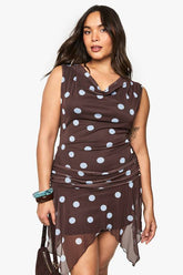 Plus Polka Dot Hanky Hem Mini Dress