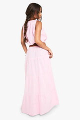 Linen Maxi Tiered Skirt