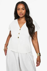 Plus Gold Button Structured Waistcoat