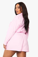 Plus Cotton Poplin Button Down Short