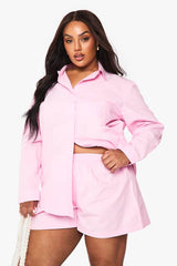 Plus Cotton Poplin Button Down Short
