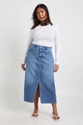 Plus Denim Midaxi Skirt