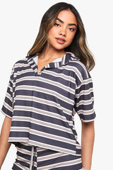 STRIPE COLLARED TOP
