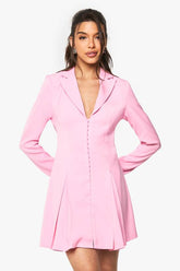 Tailored Hook & Eye Detail Cinched Waist Blazer dress