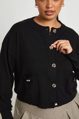 Plus Rib Knit Button Cardigan