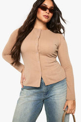 Plus Ripple Rib Button Down Top