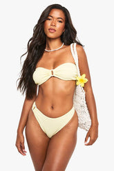 Seersucker Gingham Trim Bandeau Bikini Bottoms