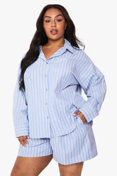 Plus Stripe Oversized Shirt