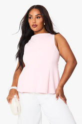 Plus Tie Back Scoop Peplum Top