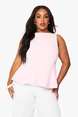 Plus Tie Back Scoop Peplum Top