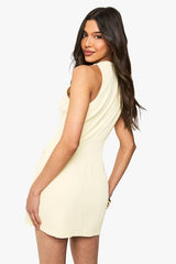 Button Front Tailored Mini Dress