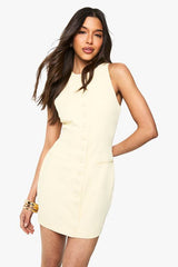 Button Front Tailored Mini Dress