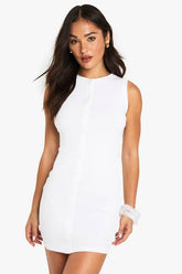 Petite Rib Button Down Shift Dress