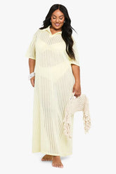 Plus Knitted Beach Shirt Midaxi Dress