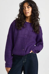 Super Soft Crew Neck Knitted Chunky Cardigan
