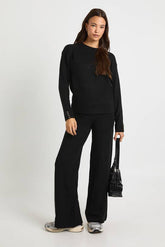Super Soft Button Cuff Detail Oversized Jumper and Wide Leg Trouser Co-Ord