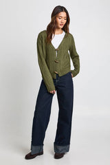 Toggle Button Cable Knit Chunky Cardigan