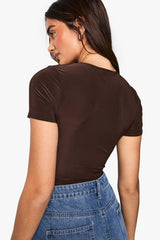 Double Layer Slinky Short Sleeve Bodysuit