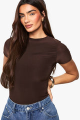 Double Layer Slinky Short Sleeve Bodysuit