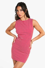 Petite Stripe Sleeveless A-Line Mini Dress