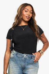 Plus Double Layer Slinky Fitted T-Shirt