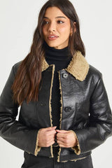 Fur Collared PU aviator