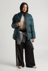 Cinch Waist Hooded Puffer Jacket