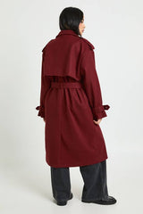Oversized Belted Wool Look Trench Coat