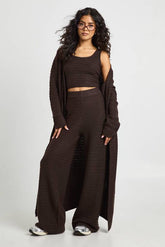 Textured Knit Wide Leg Knitted Trouser