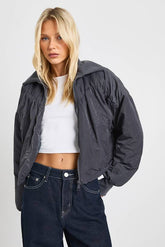 Ruched Bomber Jacket