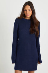 Tall Crew Neck Flared Sleeve Knitted Mini Dress