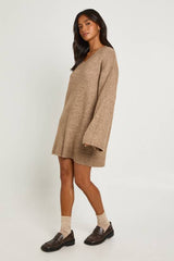 Petite Super Soft V Neck Knitted Mini Dress