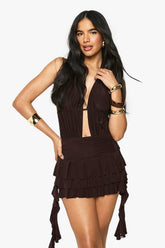 Tiered Halter Neck Ruffle Skirt Mini Dress